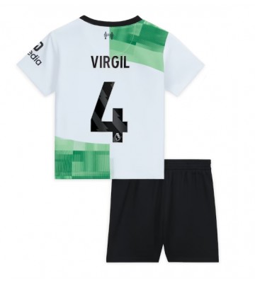Liverpool Virgil van Dijk #4 Bortedraktsett Barn 2023-24 Kortermet (+ Korte bukser)
